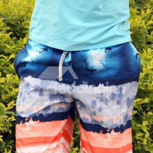 Sea and Coconut Palm Print Swimming Trunks