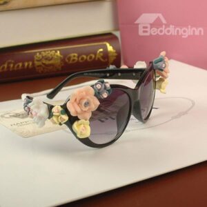 Fashion Baroque Oversized Flowers Decoration Sun Glasses