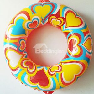 Colorful Heart Shape Pattern Adult Swim Ring with Safety Rope