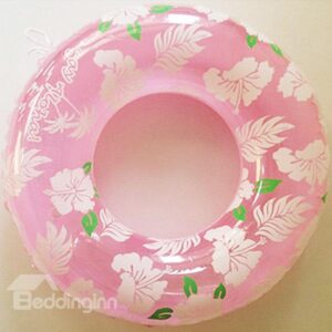 Cute Pink Leaves and Flowers Adult Swim Ring with Safety Rope