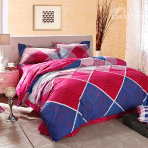 Color Contrast Twill Printing 3-Piece Cotton Duvet Cover Set