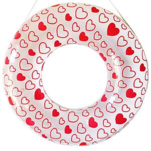 Fresh Heart Pattern Adult Swim Ring with Safety Rope