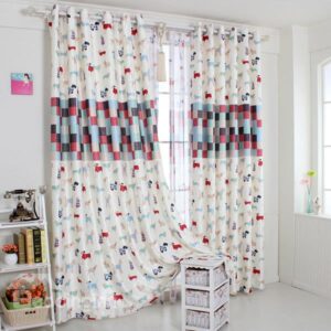 Colorful Vivid Puppy Pattern Curtain and Sheer