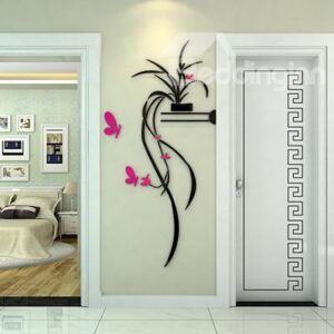 Best Selling Stunning Orchid and Butterfly 3D Wall Sticker