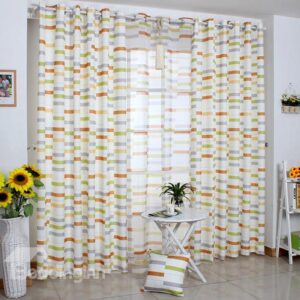 High Quality Straps Pattern Grommet Top Curtain and Sheer