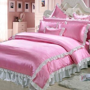 Lovely Lace 4-Piece Pink Duvet Cover Sets