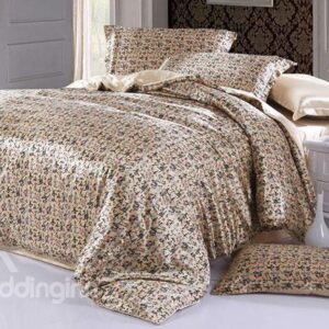 Soft Chinese Style 4-Piece Cream Duvet Cover Sets