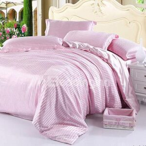 Soft Stripe 4-Piece Pink Duvet Cover Sets