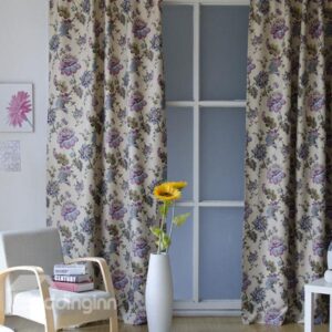 High Quality Flower Pattern Countryside Style Grommet Top Curtain