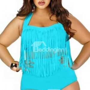 Fashionable Sexy Plus Size Long Fringe Tankini