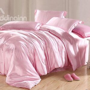 Skin Care Plain 4-Piece Pink Duvet Cover Sets