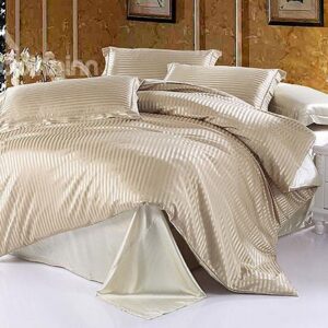 Soft Stripe 4-Piece Cream Duvet Cover Sets