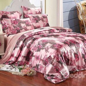 Graceful Rose 4-Piece Pink Duvet Cover Sets