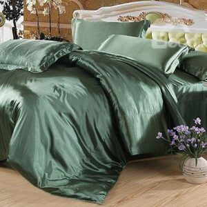 Soft Plain 4-Piece Dark Green Duvet Cover Sets