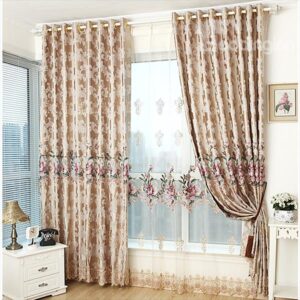 Top Quality Luxurious Floral Pattern Grommet Top Curtain and Sheer
