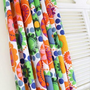 Lively Colorful Flowers Cotton Double Pinch Pleat Curtain