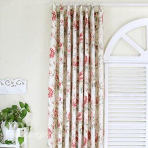 Classic Flower Pattern Countryside Style Cotton Curtain