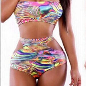Dreamlike Print High Waist Cut Out Bikini