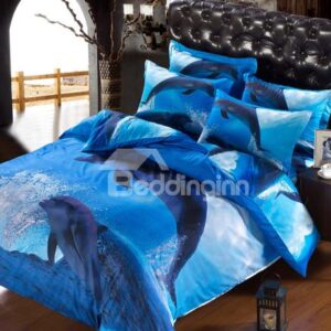 Dolphin and Blue Sea Print 6-Piece Duvet Cover Sets
