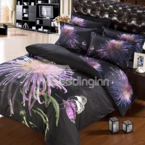 Light Purple Chrysanthemum Flower Print 6-Piece Duvet Cover Sets