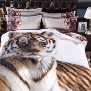 Handsome Tiger Print 6-Piece Cotton Duvet Cover Sets