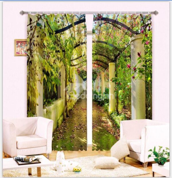 Beautiful Corridor with Sunlight Through the Vine 3D Curtain