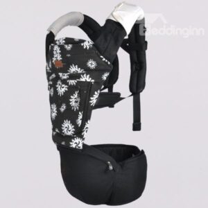 Multi Position Back and White Flower Print Cotton Baby Carrier