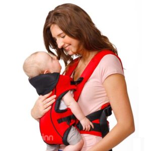 Three Carry Positions Red Baby Carrier with Removable Hood