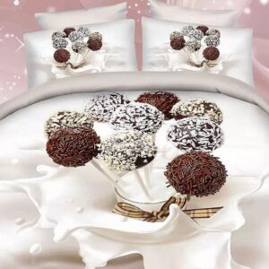 Chocolate Lollypops and Milk Print 4-Piece Duvet Cover Sets