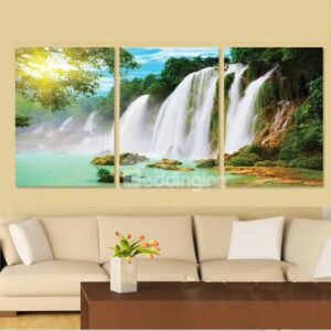 Magnificent Natural Scenery Waterfall 3-Piece Cross Film Wall Art Prints