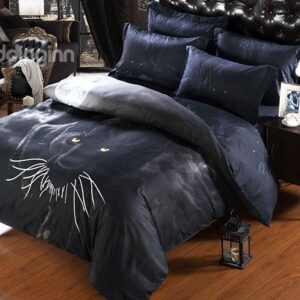 Luxurious Noble Panther Print 5-Piece Black Comforter Sets