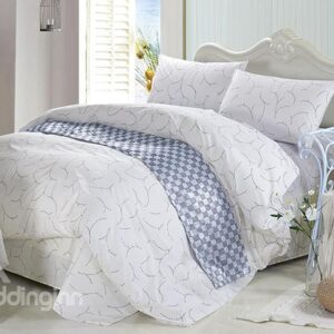 Noble Concise Style 4-Piece White Cotton Duvet Cover Sets