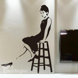 Elegant Audrey Hepburn Figure Print Wall Sticker