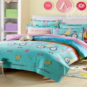 Fashion Pink Girl Printed 4 Piece Bedding Sets