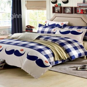 Elegant Blue and White Checkered Bedding Sets