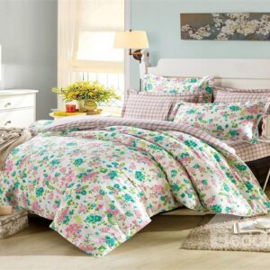 Blooming Flower World Checkered 4-Piece Bedding Sets