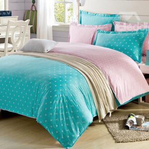 Little Pure White Polka Dot with Green Background 4-Piece Bedding Sets