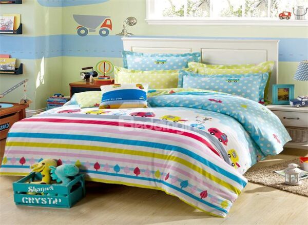 Lovely Car Printed 4-Piece Cotton Bedding Sets