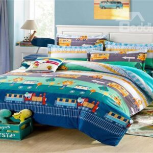 100% Cotton Lovely Cartoon Pattern 4-Piece Bedding Sets