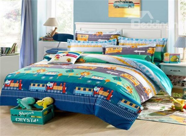 100% Cotton Lovely Cartoon Pattern 4-Piece Bedding Sets