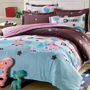 Well Designed Printed Lovely Giraffe Pattern 4-Piece Bedding Sets