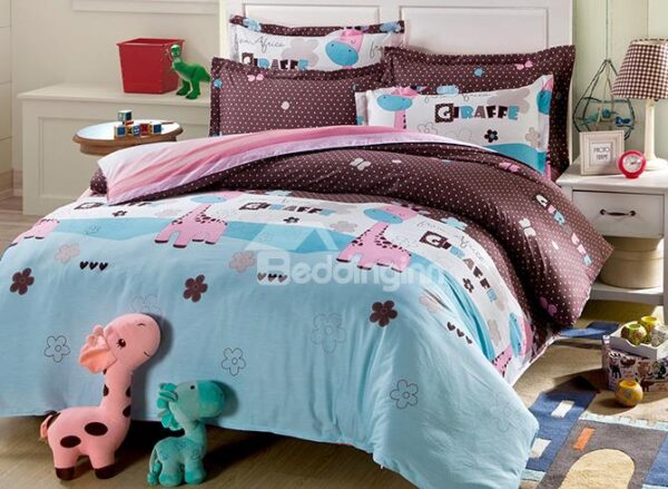 Well Designed Printed Lovely Giraffe Pattern 4-Piece Bedding Sets