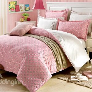 Sweet Stars in Pink Sky 100-Percent Cotton 4 Pieces Bedding Sets