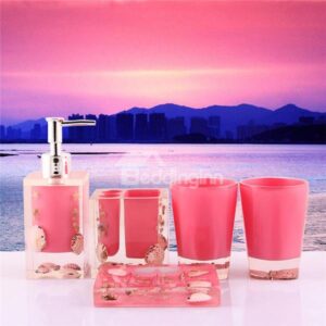 Fancy Creative Seashell Pattern 5-Piece Bathroom Accessories