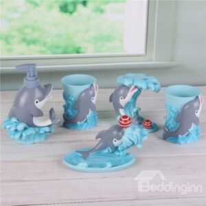 Amazing Creative Little Dolphin 5-Piece Bathroom Accessories