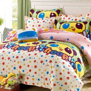 Lovely Cartoon Bears and Stars Print 4-Piece Bedding Sets
