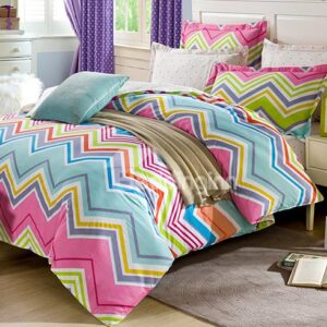Colorful Folding Line Stripe 100-Percent Cotton 4 Pieces Bedding Sets