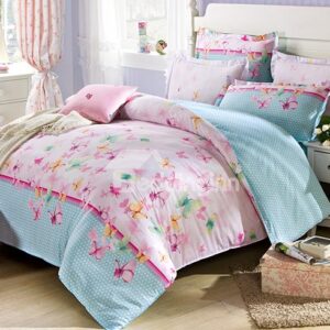 Colorful Butterfly Print 4-Piece Cotton Bedding Sets
