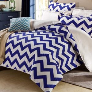 Bright Navy and White Folding Line Stripe 4-Piece Bedding Sets