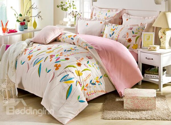 Very Soft Country Life Plants Print 4-Piece Bedding Sets